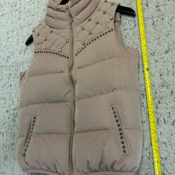 Patrizia Pepe size 40 (sz 6) soft pink Duck Down Vest with Studded BEE/Jewels - Picture 12 of 14